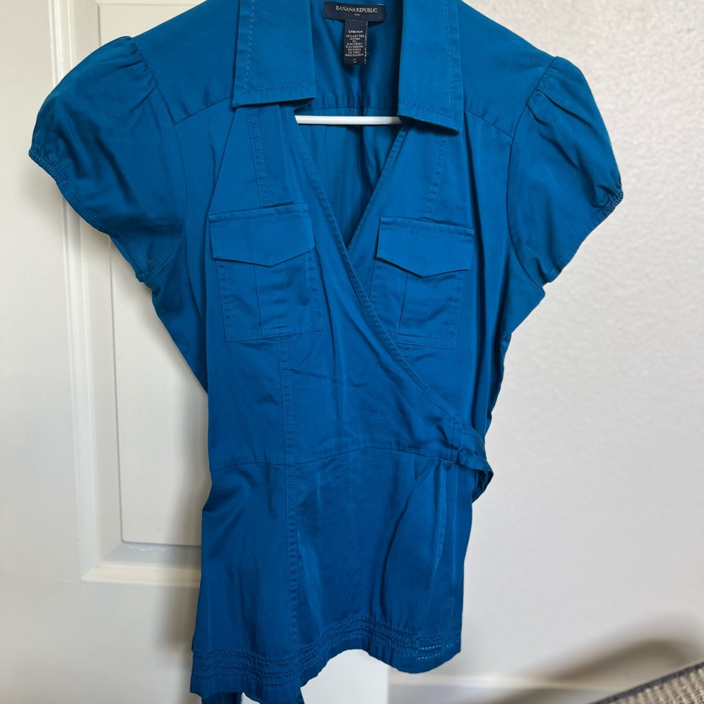 Banana Republic Teal Wrap Blouse